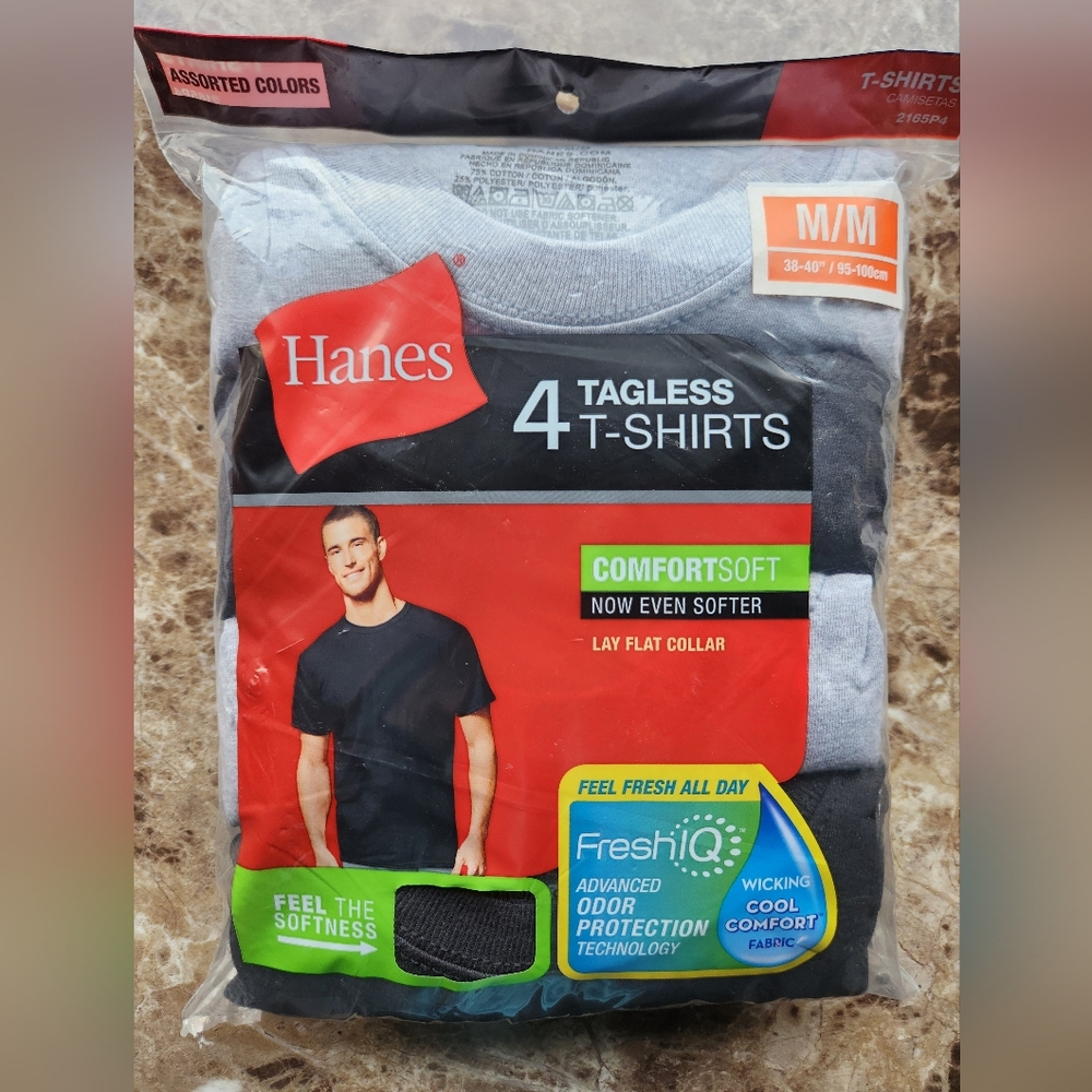 Hanes Men's ComfortSoft Tagless T-Shirts - Black and Gray
